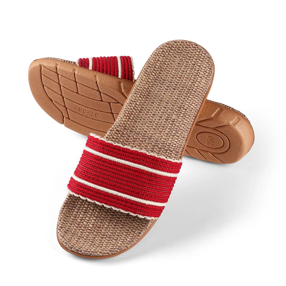 Women Fashion Striped Indoor Bathroom Anti-Slip Shoes Summer Open Toe Sandals