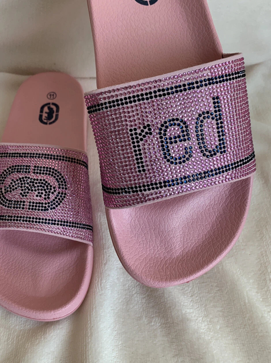 Women’s Slides Size 11 Ecko Rhino Brand Pink Blush Style ELVA -63L shiny logo