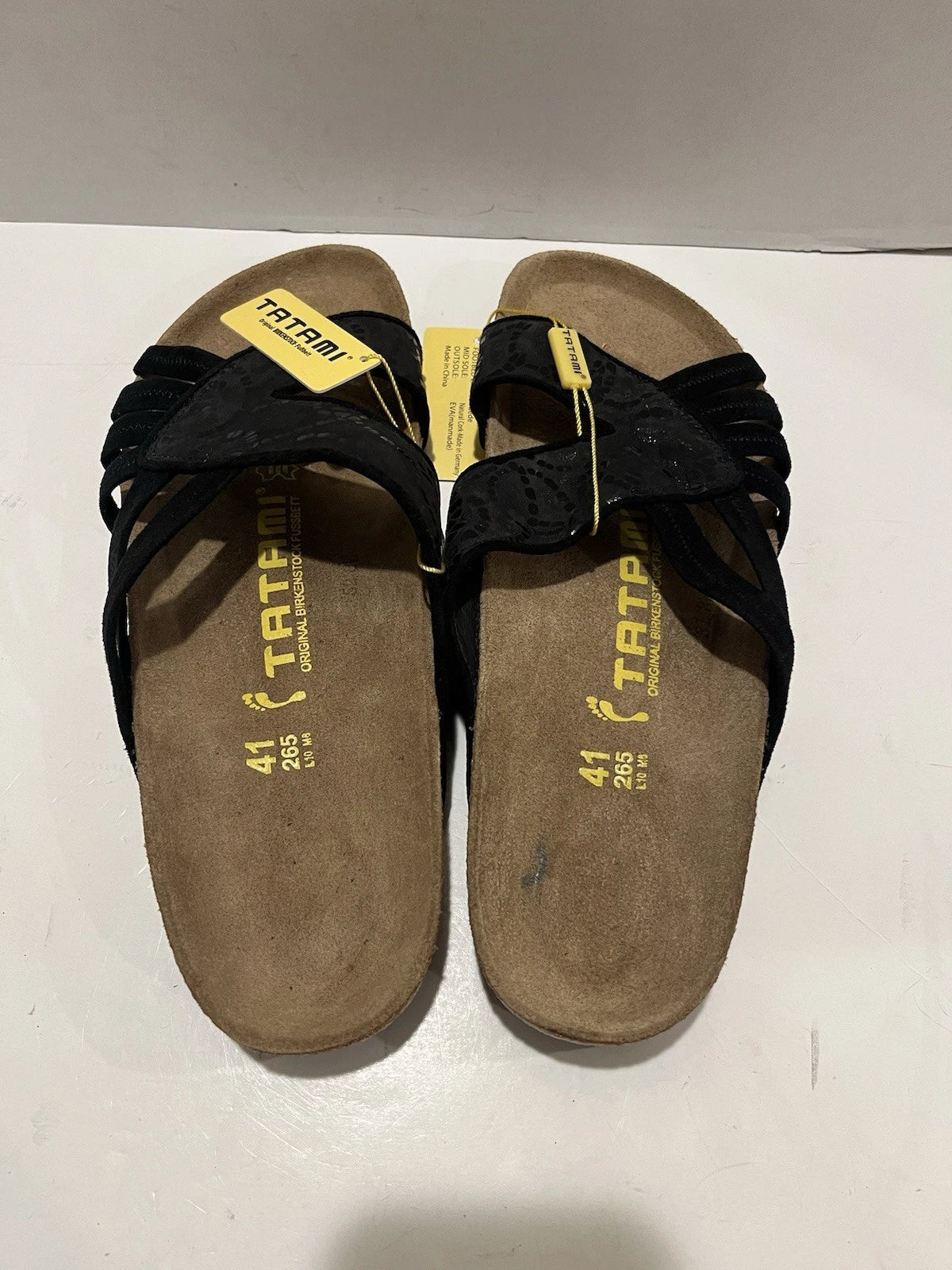 NWT Birkenstock Tatami Black Strappy Sandals Slides Women’s EU 41 US 10