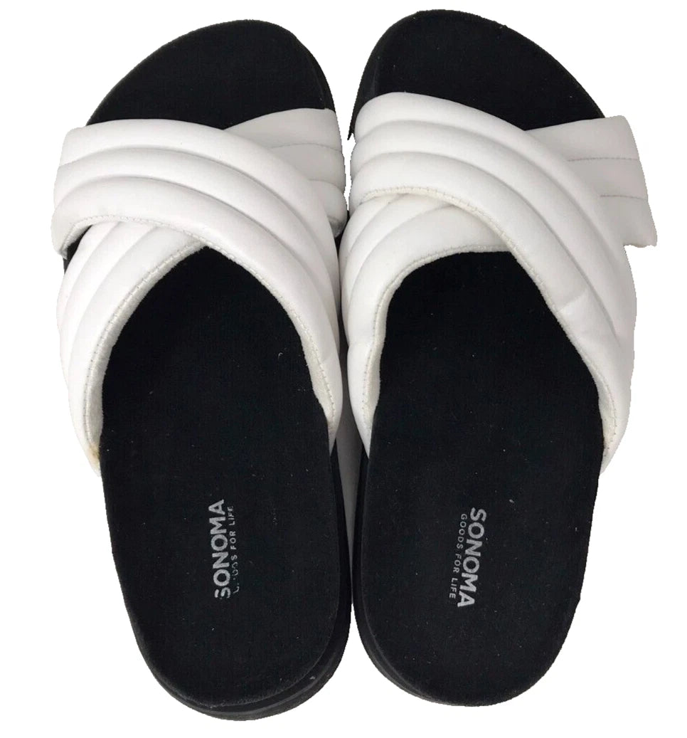 Sonoma Women's Fusilli Platform Slip On Comfort Slides Sandals Wht Size:7 200R