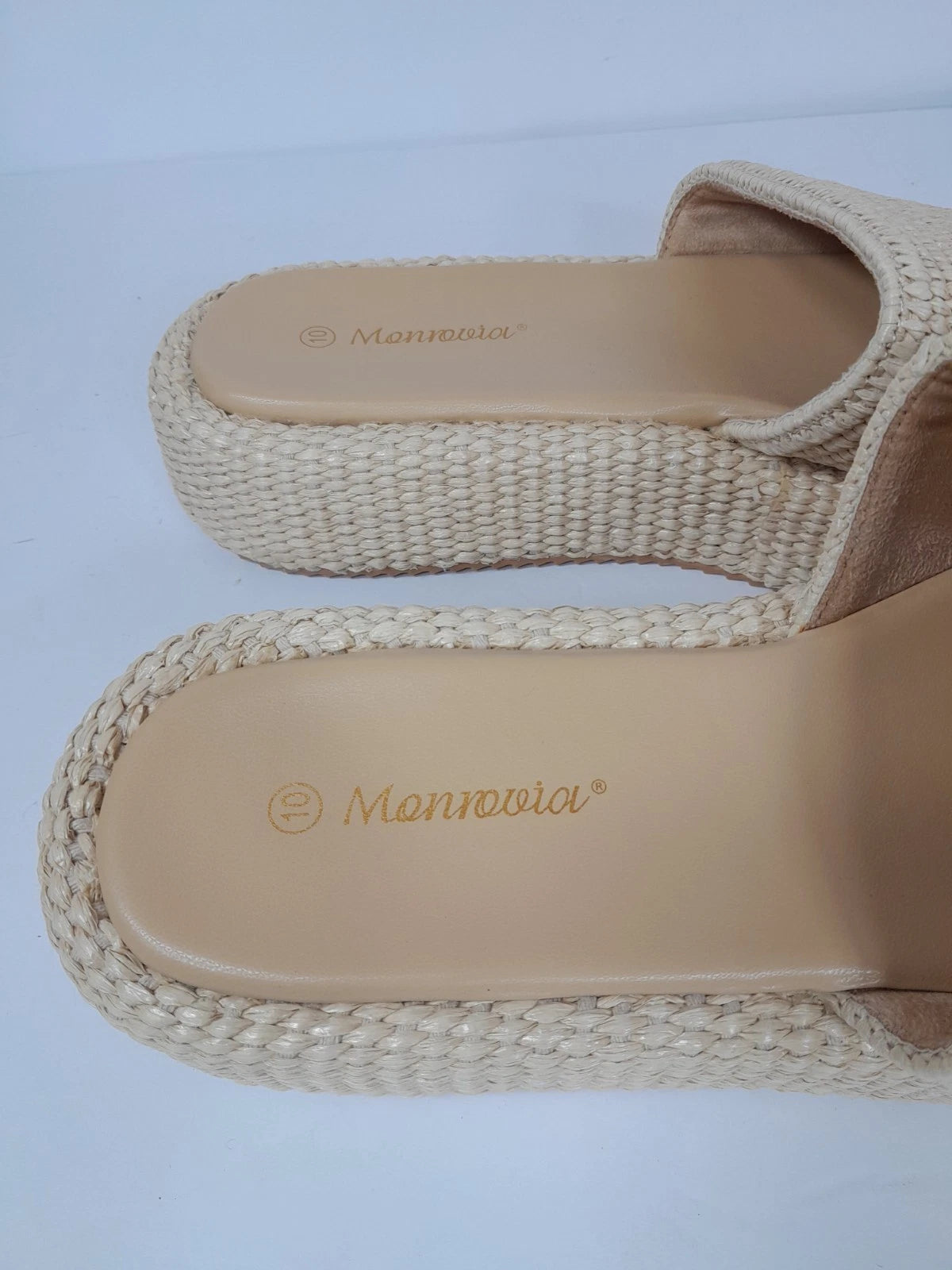 Platform Sandals Raffia Espadrilles Slip On Slides,  Summer Sz 10