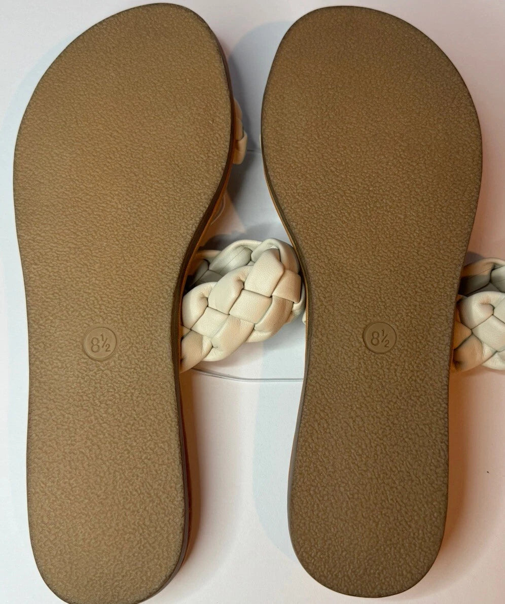 KOLILI Womens Flat Slide Sandals, Summer Fashion Comfy Style - Size 8.5 - Beige