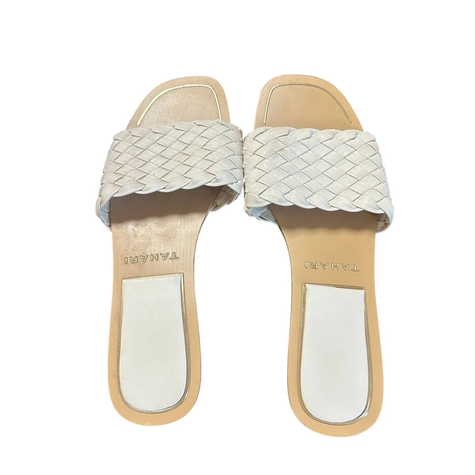 Tahari White Woven Slide Sandals Women's Size 10 Casual Summer Slip-On Shoes