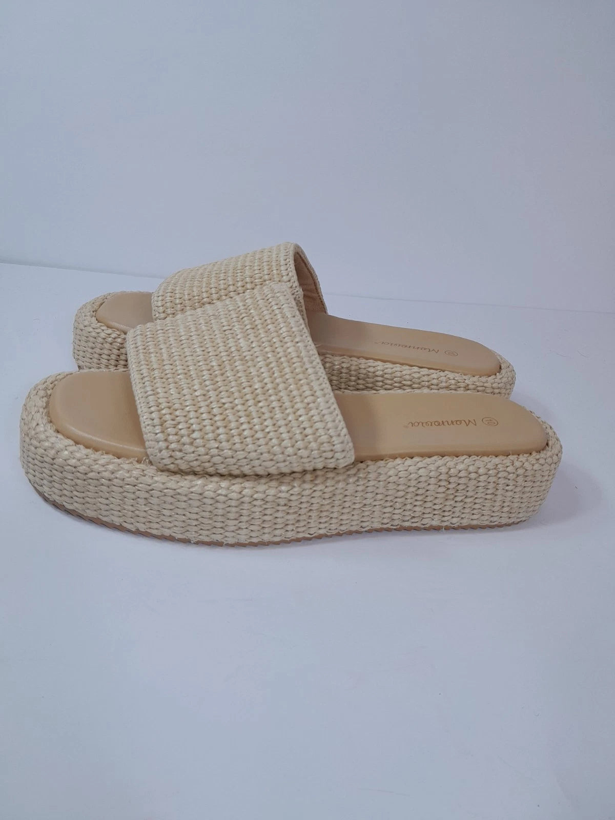 Platform Sandals Raffia Espadrilles Slip On Slides,  Summer Sz 10
