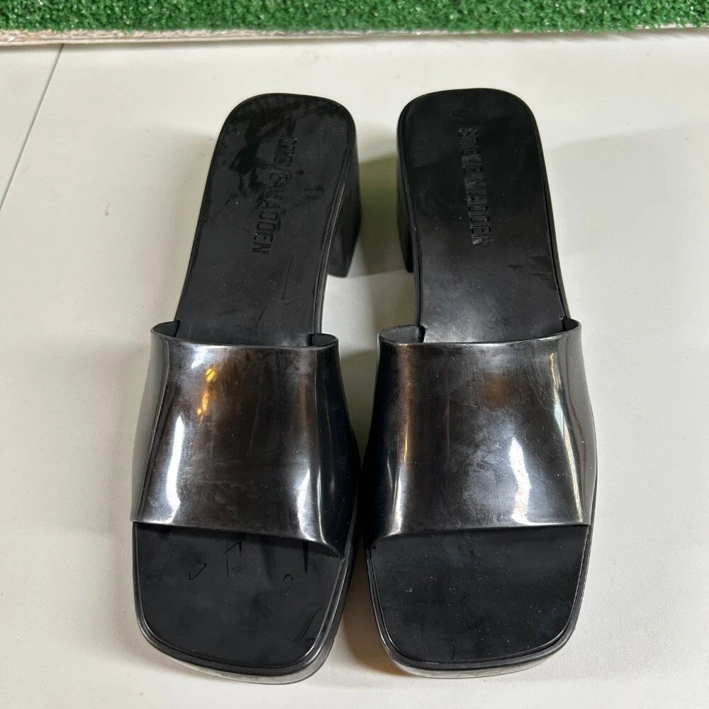 Steve Madden Harlin Platform Sandals Block Heel Slide On Mule Black Womens 7M