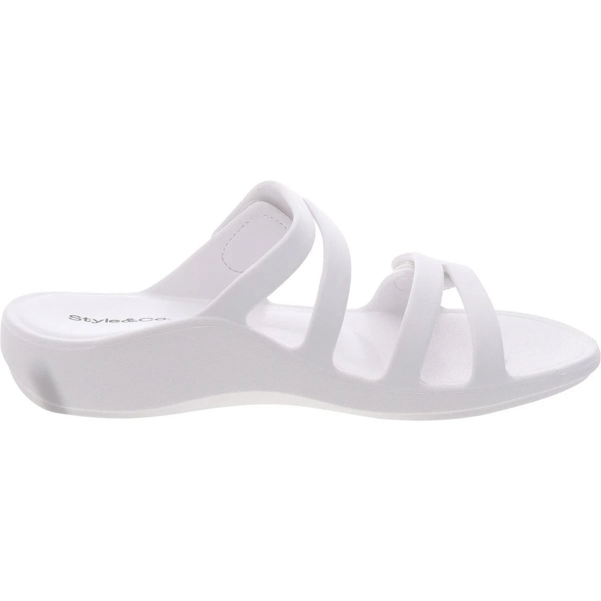 Style & Co. Womens Jessaa White Strappy Slide Sandals 10 Medium (B,M) BHFO 0257