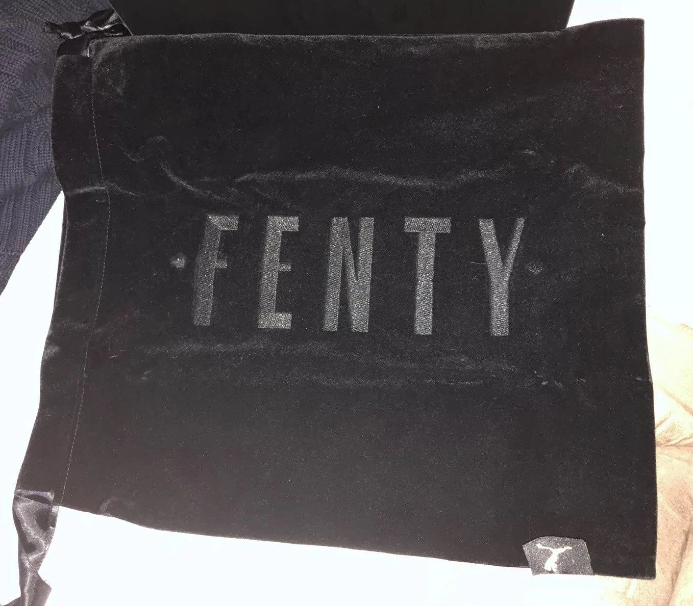 PUMA X FENTY ESPADRILLE JET BLACK RIHANNA FASHION Slides Slipper Sz 5.5 w/ Pouch