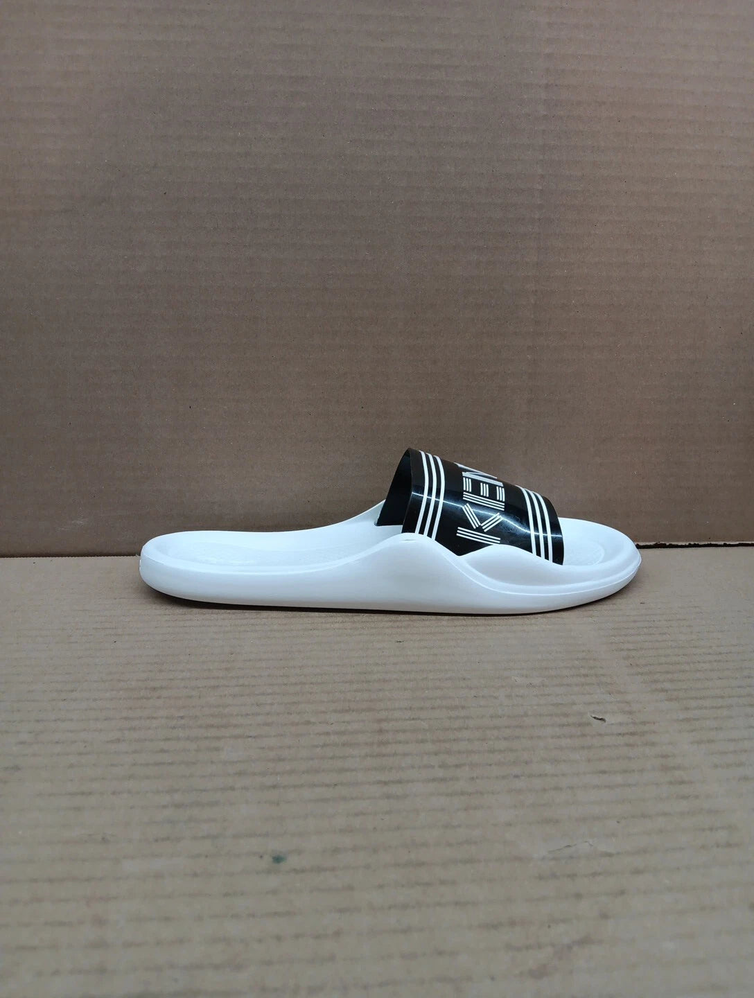 Kenzo Pool Sandal Women Slides Style- K72p185, White/black,  Eur Sz 41, Sz 10.5