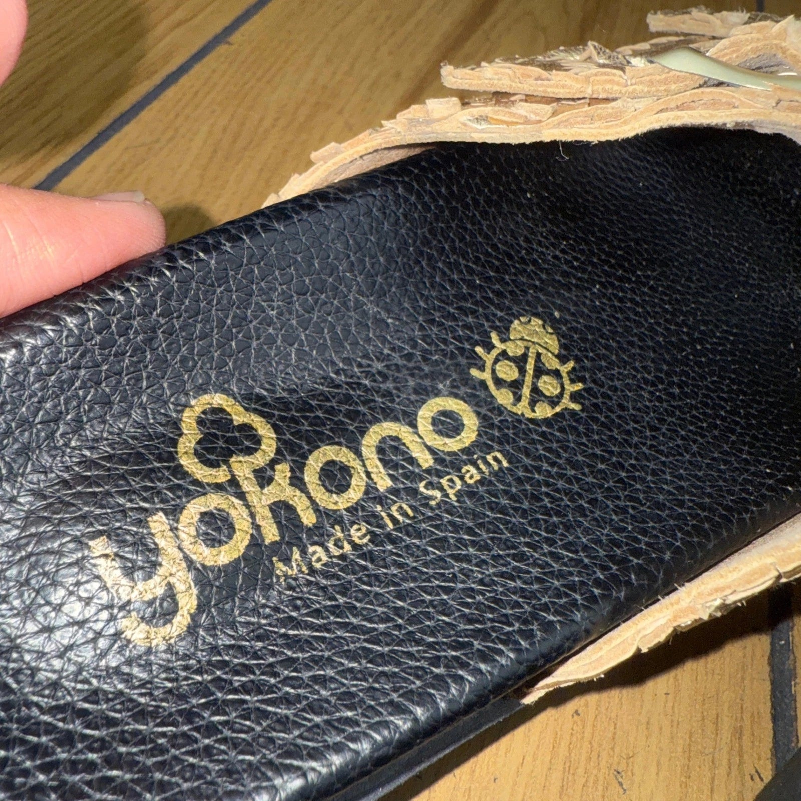 Yokono Gold Woven Leather Adjustable Buckle Slides Sandals Size 7.5