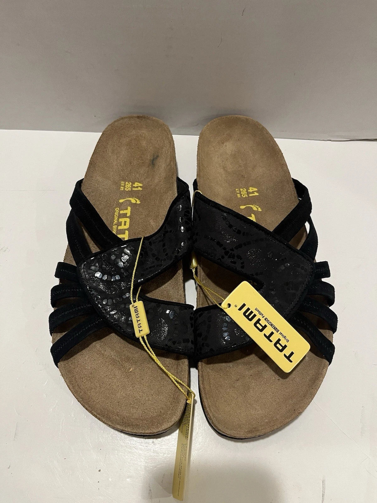 NWT Birkenstock Tatami Black Strappy Sandals Slides Women’s EU 41 US 10