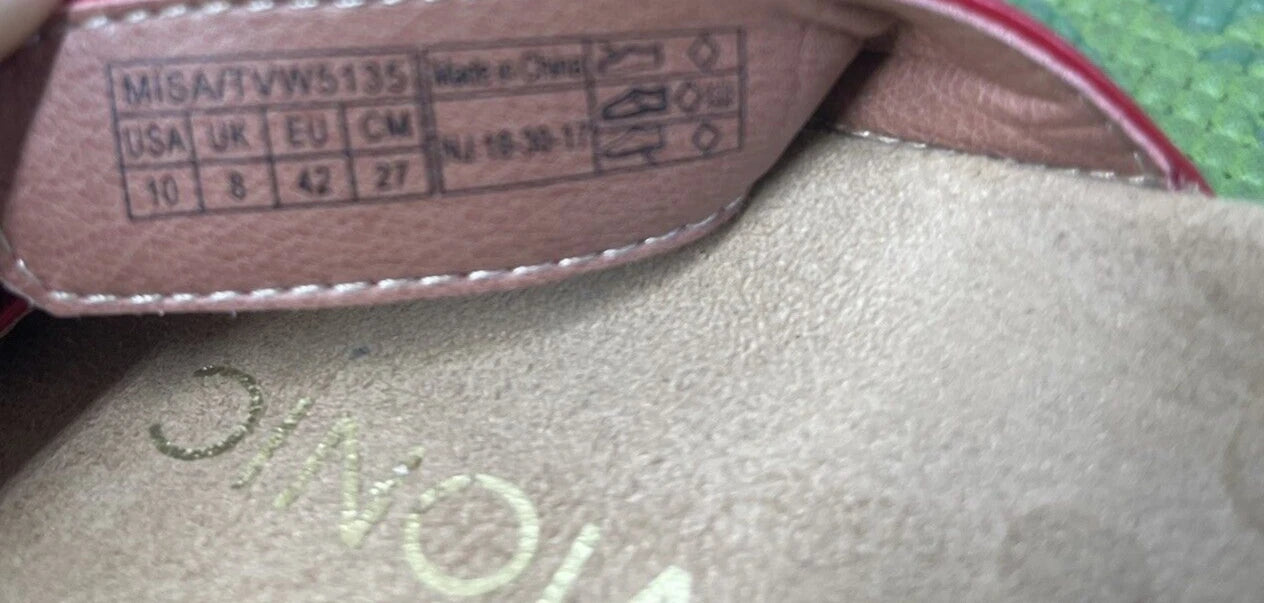 Vionic Misa Sandal Slides Red Leather Adjustable TVW5135 Women Size US 10 M  42