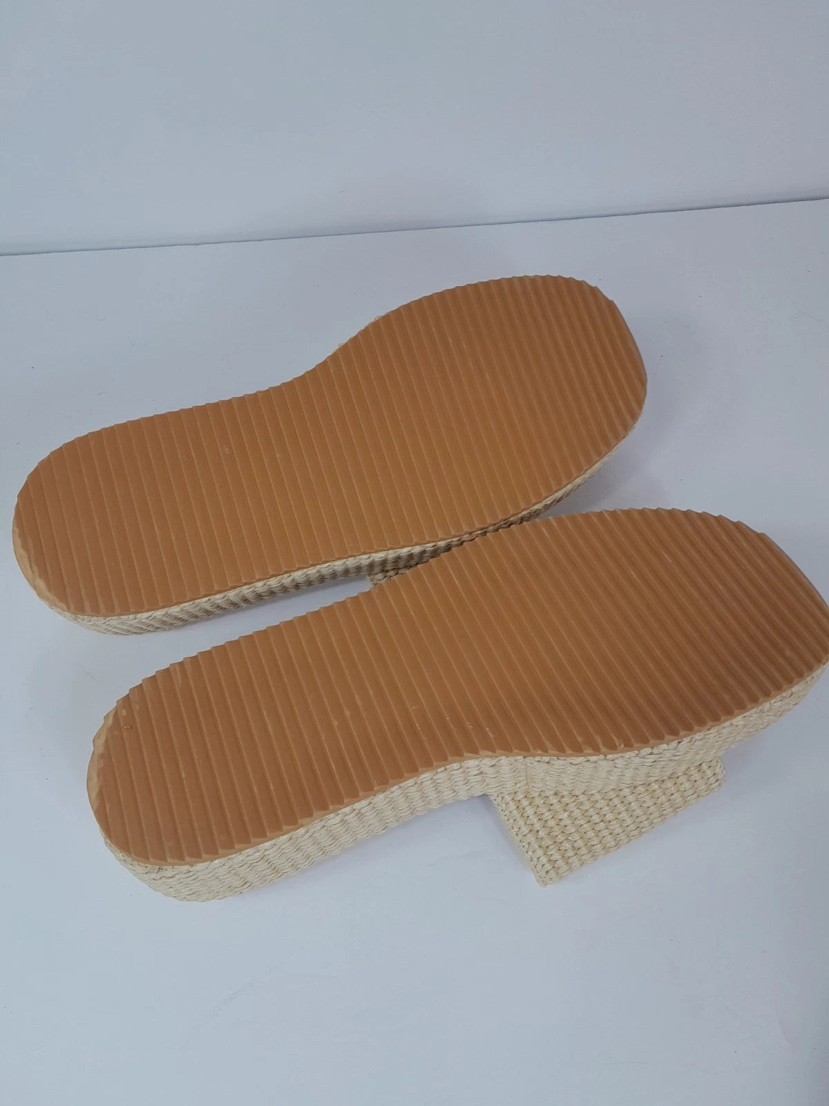 Platform Sandals Raffia Espadrilles Slip On Slides,  Summer Sz 10