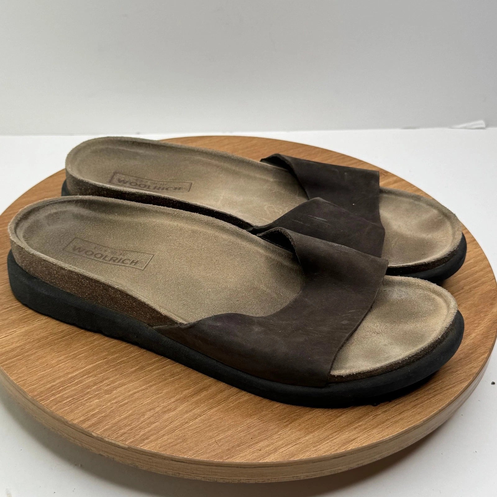 Woolrich Suede Leather Slides Sandals Comfort Corkcore Footbed Women Size 6.5