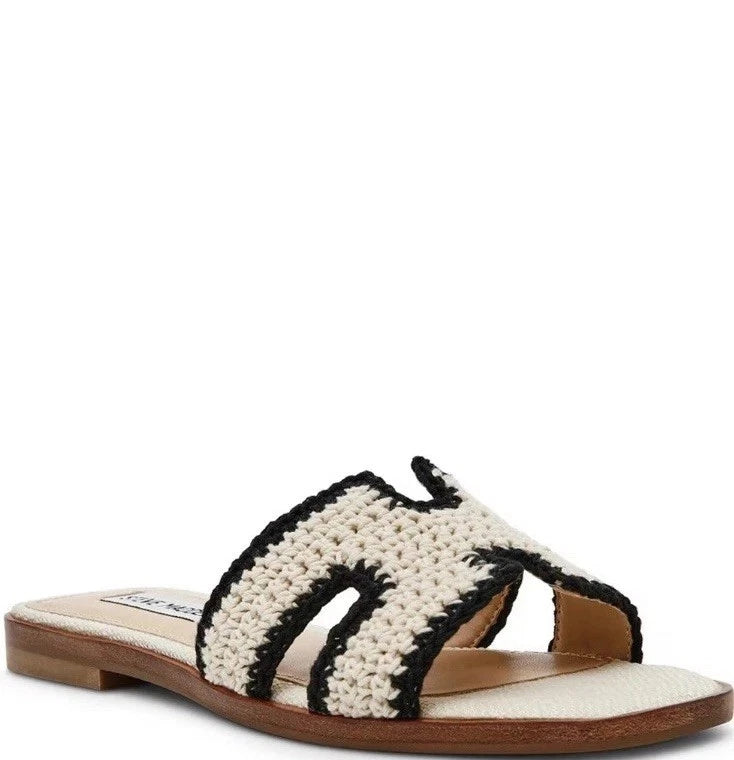 Steve Madden Hadyn-M Macrame Woven Flat Slide Sandals Sz-7.5 New In Box
