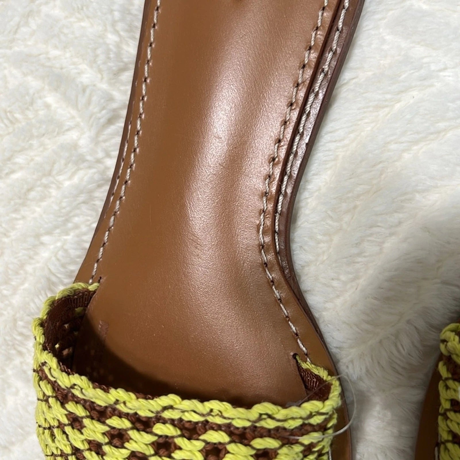 Rag & Bone Melrose Woven Slides Sz 40 in Limelight New,Leather,Resort Style