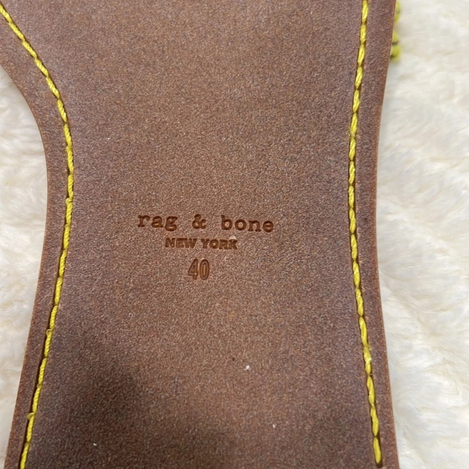 Rag & Bone Melrose Woven Slides Sz 40 in Limelight New,Leather,Resort Style