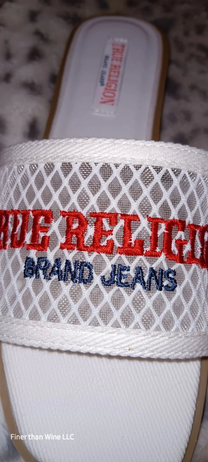New True Religion Brat Style White Mesh Slip-On Slides Women Size 8