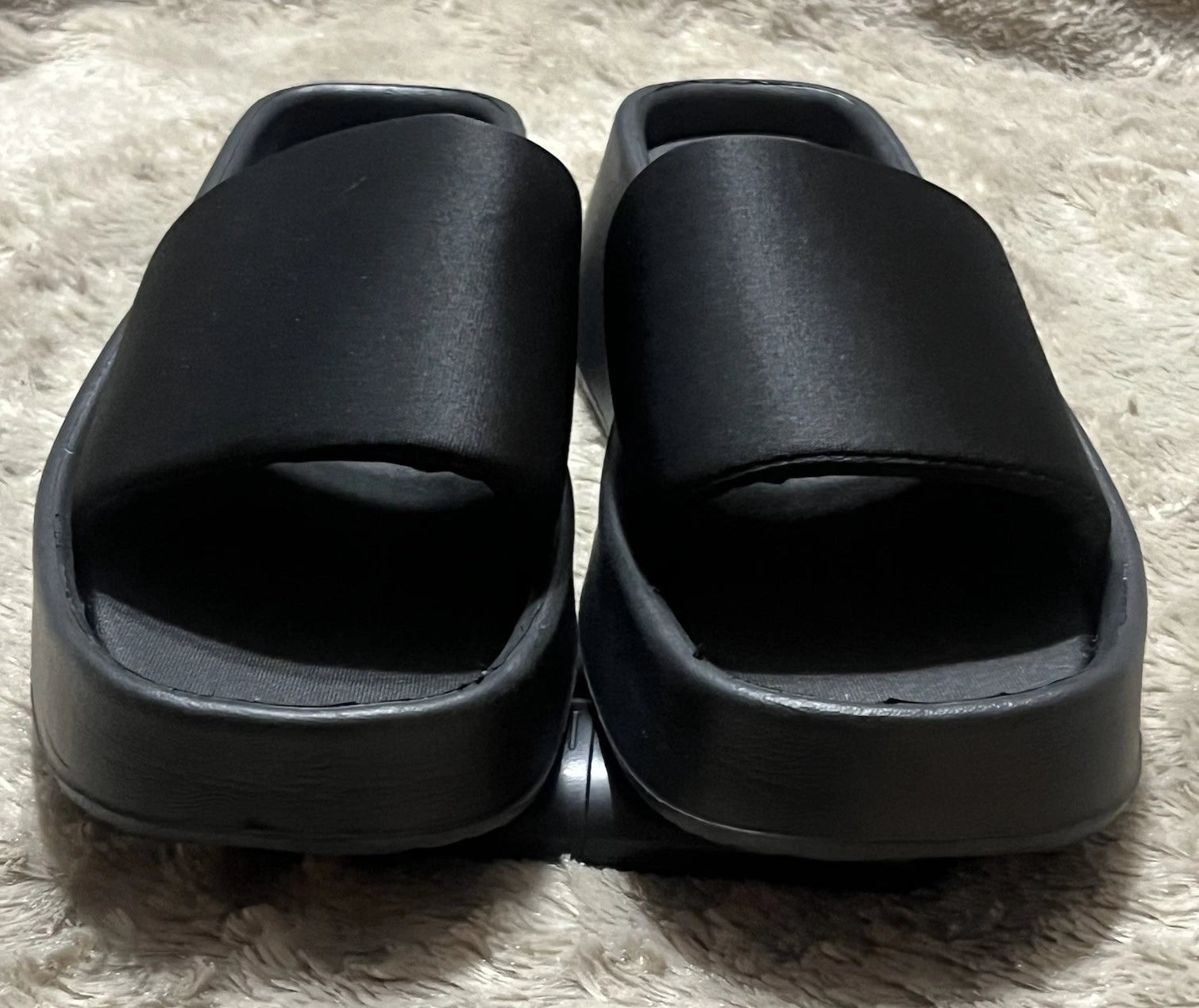 Sole Mates Black Slip On Platform Wedge Slides Sandals Womens Size 6