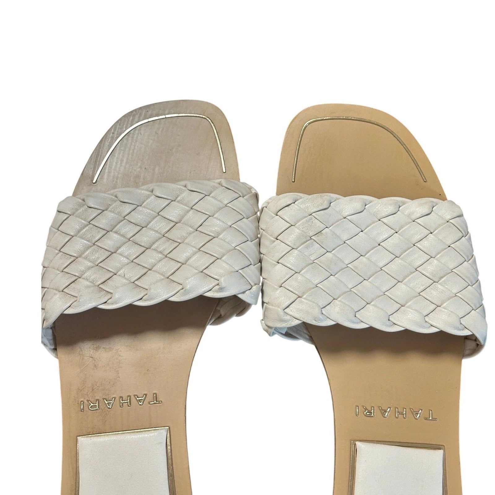 Tahari White Woven Slide Sandals Women's Size 10 Casual Summer Slip-On Shoes