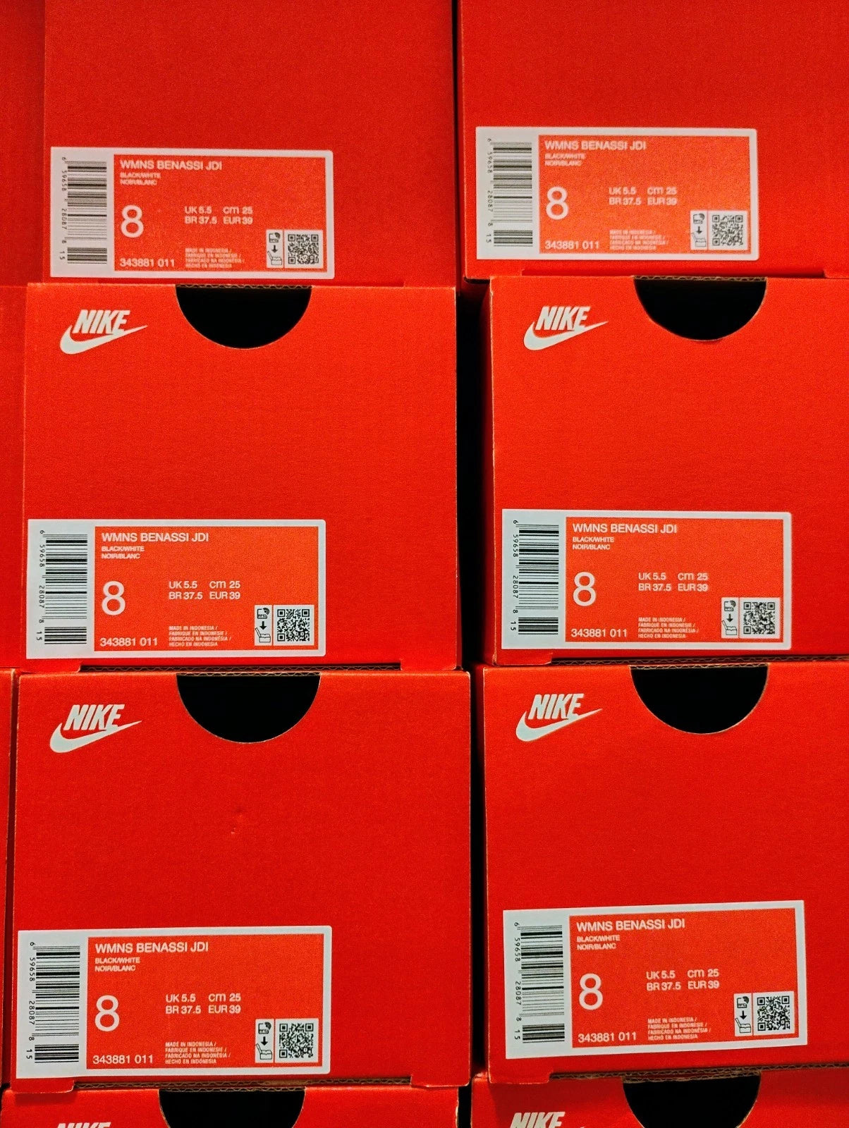 Nike Benassi Jdi Black White 343881-011 Women's # 9 Slide Sandals Gloss Fashion