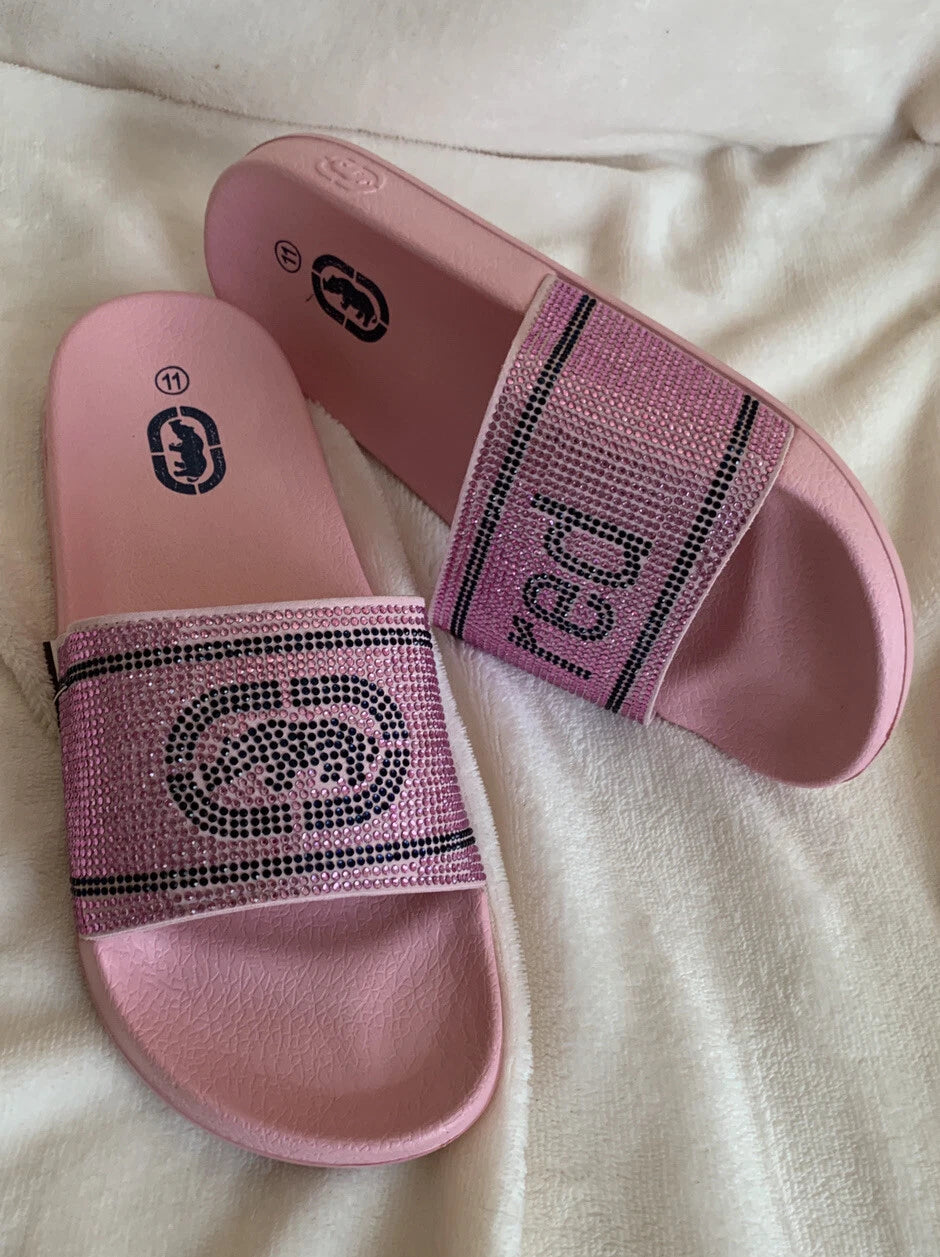 Women’s Slides Size 11 Ecko Rhino Brand Pink Blush Style ELVA -63L shiny logo