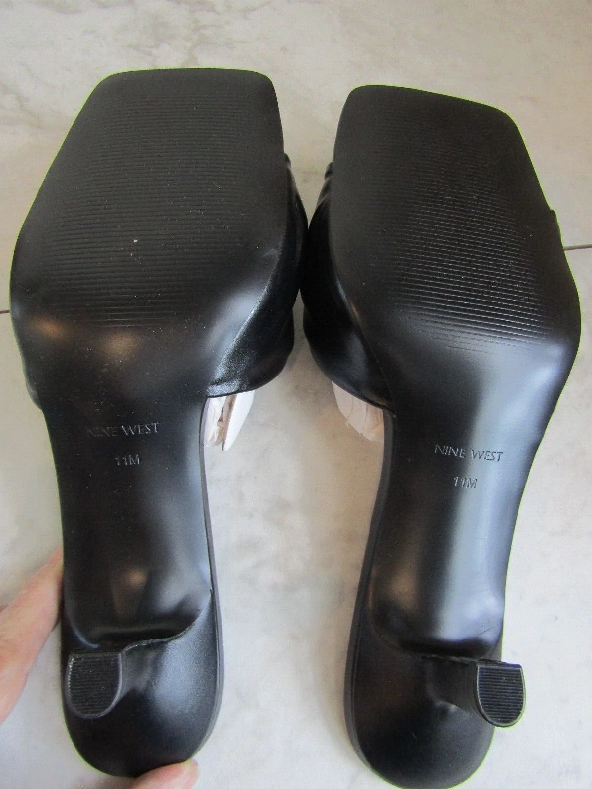 NIB Nine West Black 3" Kitten Heel Twist Knot Open Toe Women's Shoes Size 11 M