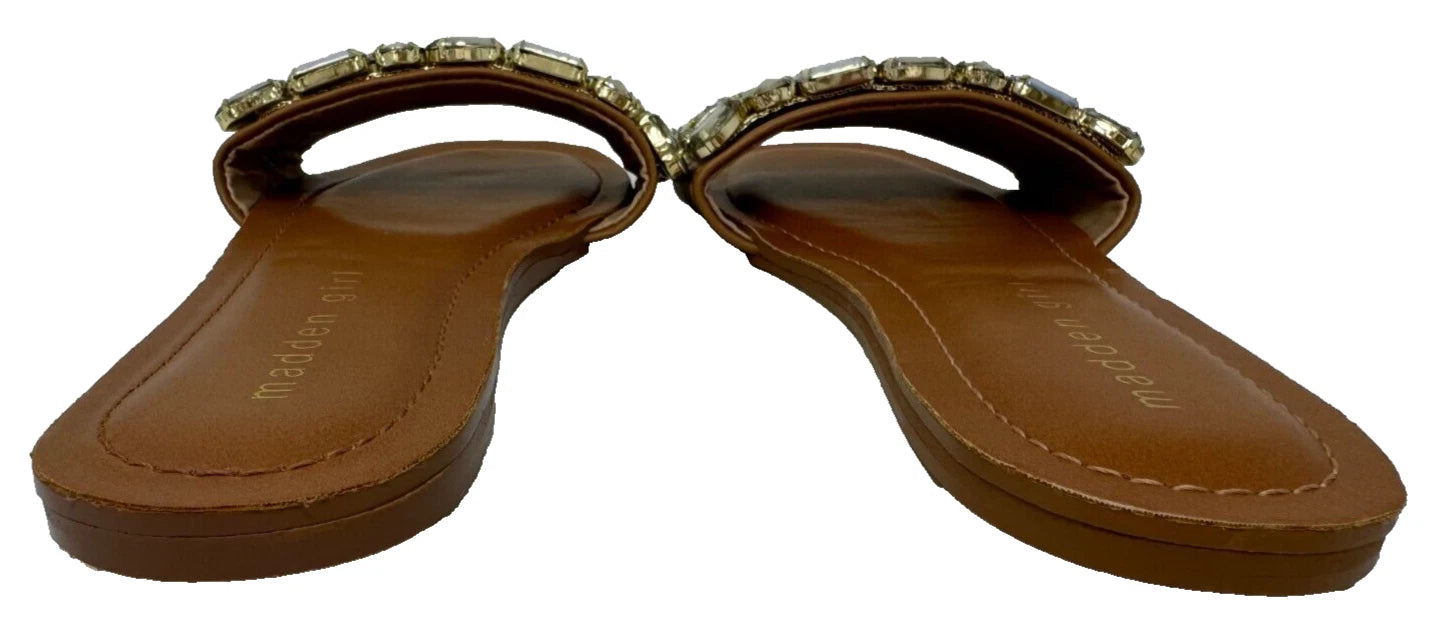 Madden Girl Women's Dazzlle Slip On Comfort Sandals Brown Size:6 196T