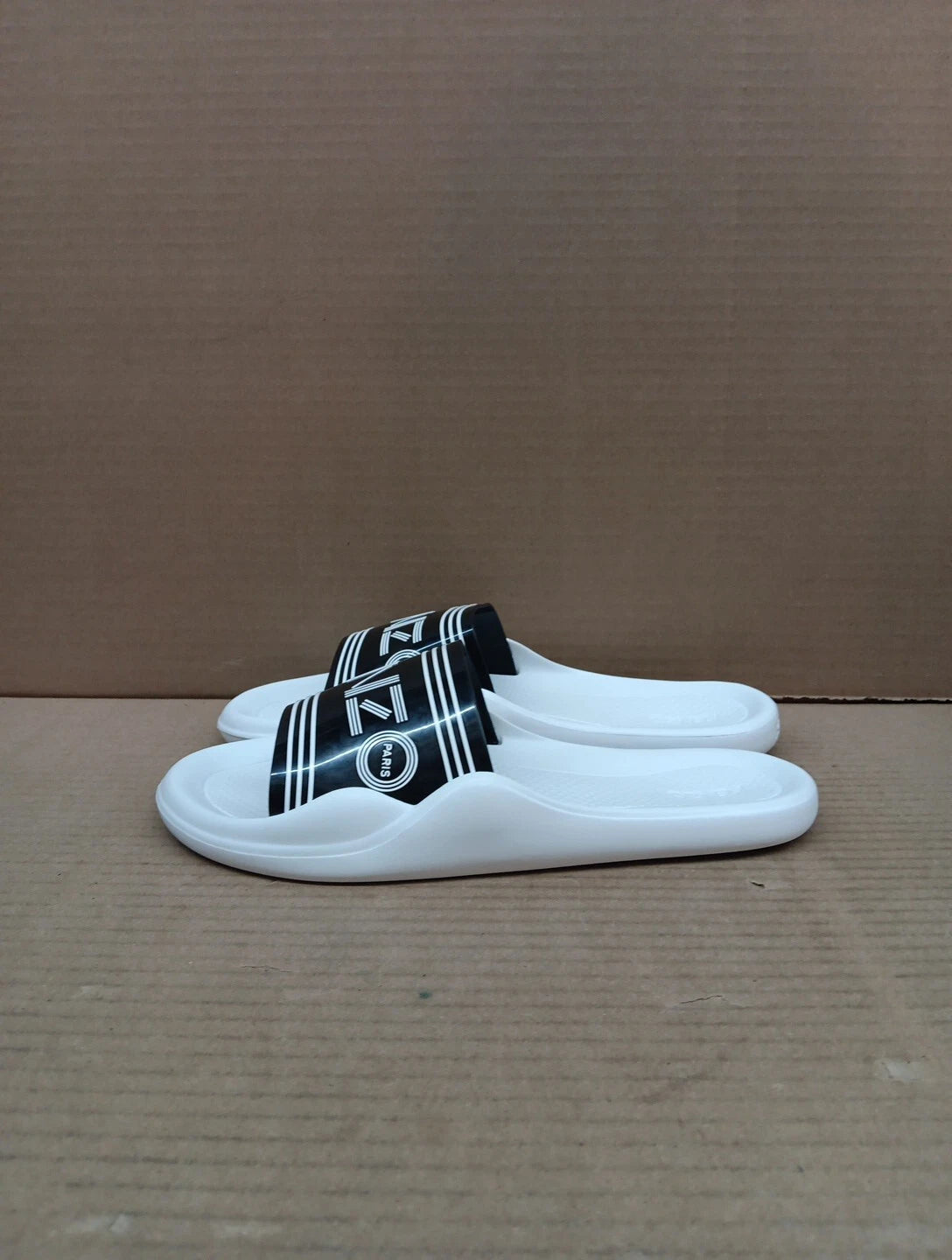 Kenzo Pool Sandal Women Slides Style- K72p185, White/black,  Eur Sz 41, Sz 10.5