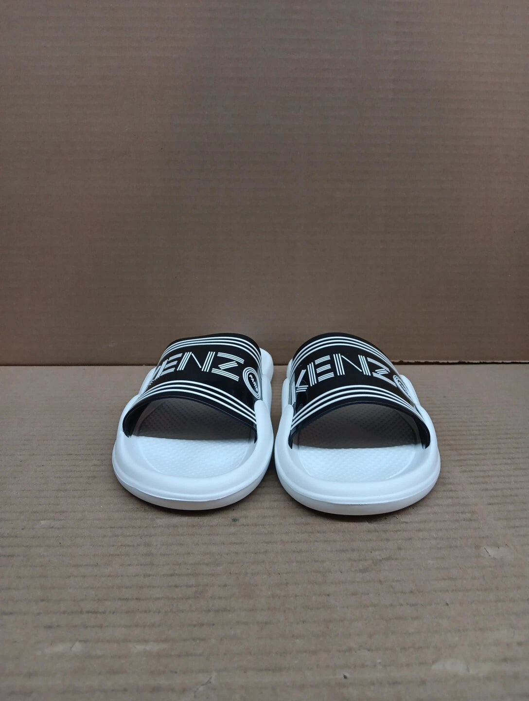 Kenzo Pool Sandal Women Slides Style- K72p185, White/black,  Eur Sz 41, Sz 10.5