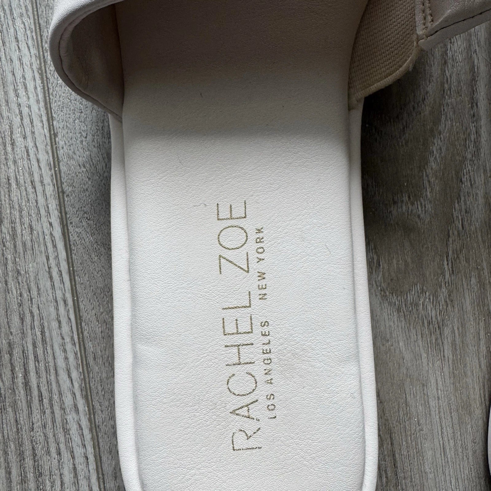 Rachel Zoe White Faux Leather Slip-On Cushioned Slides Sandals Womens size 9.5