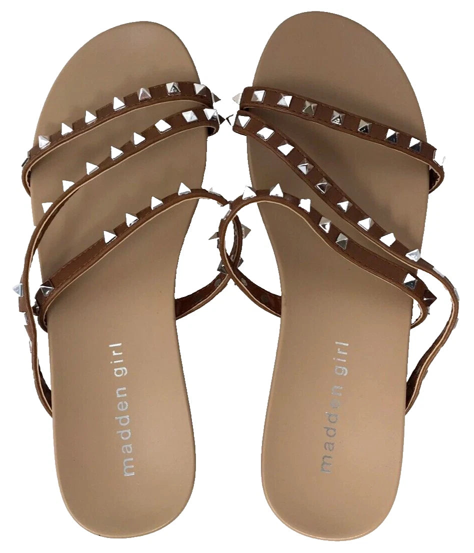 Madden Girl Women's Candy Slip On Comfort Slide Sandals Brown Size:8 195Q