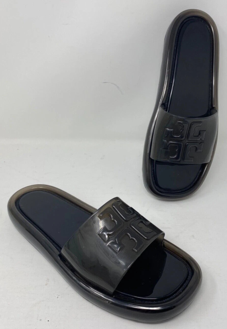 NIB TORY BURCH $188 BLACK BUBBLE JELLY SLIDE SANDAL/Sz 9 39 EU Style 85010