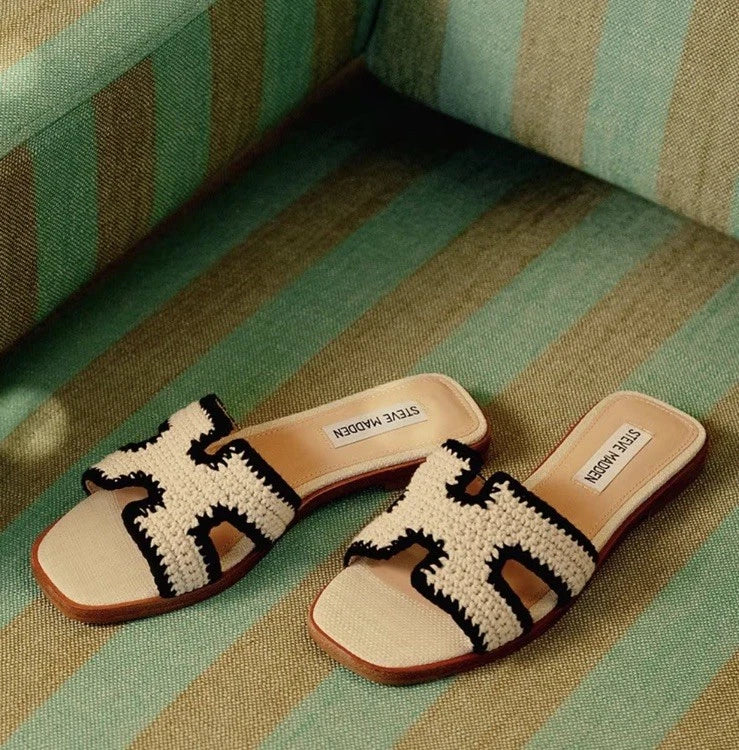 Steve Madden Hadyn-M Macrame Woven Flat Slide Sandals Sz-7.5 New In Box