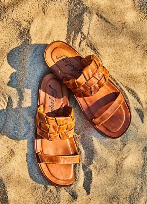 NEW  Free People Winding River Leather Slip On Slide Sandal  sz 37