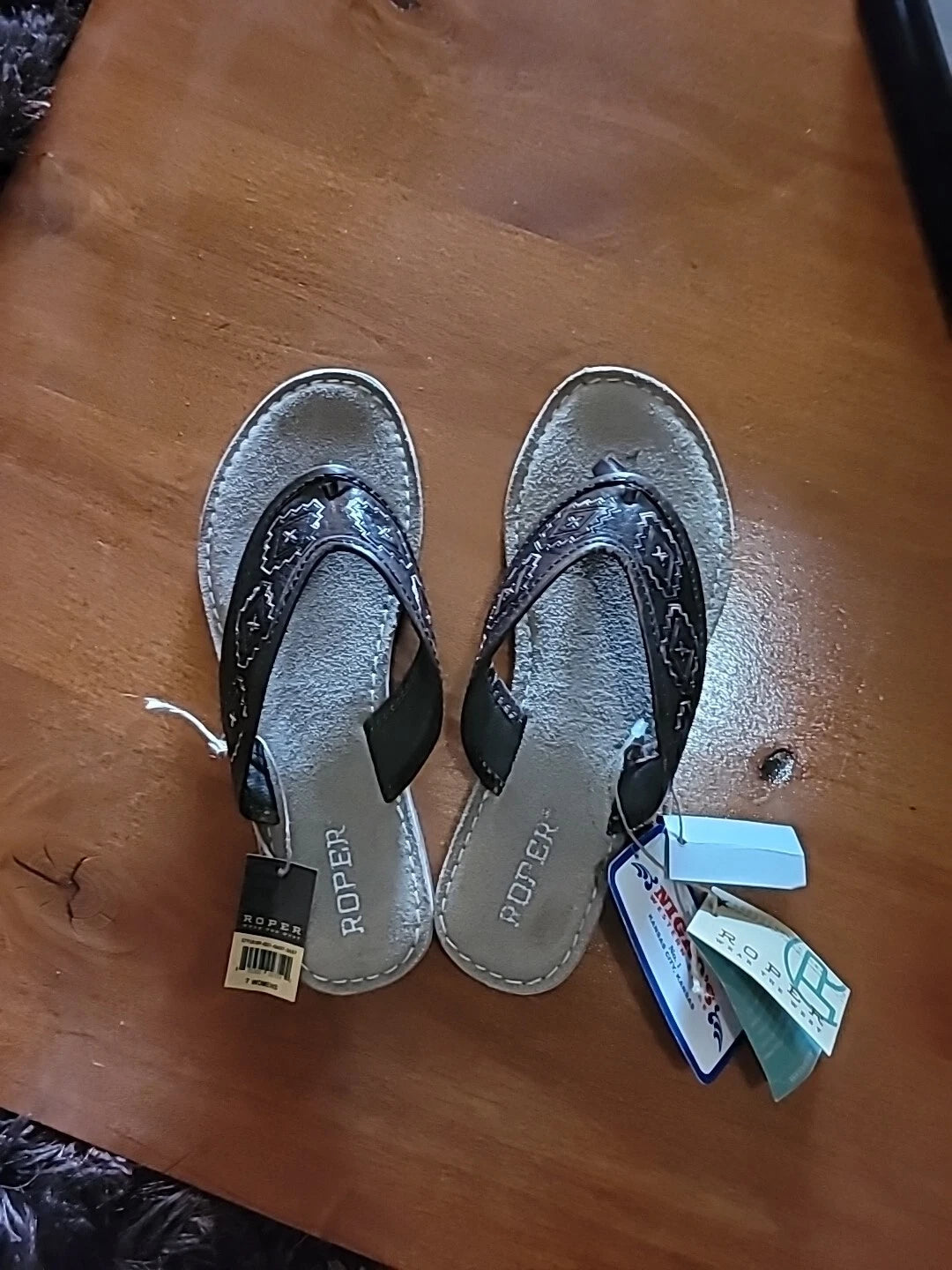 Roper Womens Leather Indian Style New Sandals Sz 7 Nwt Free Shipping