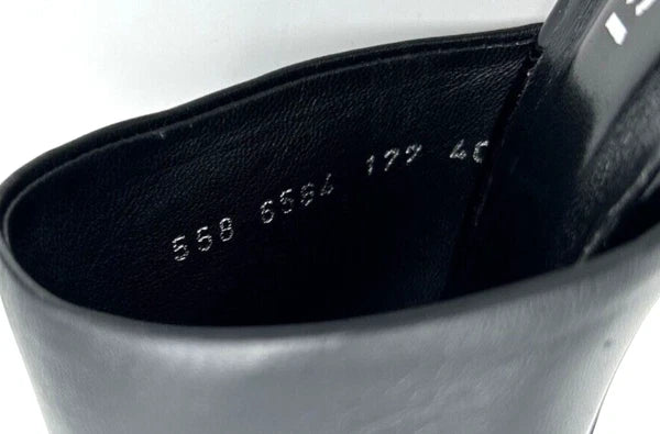 VINCI Black Leather Designer Sandal Size 40 US 9.5 White Circle Heels 3.5" High