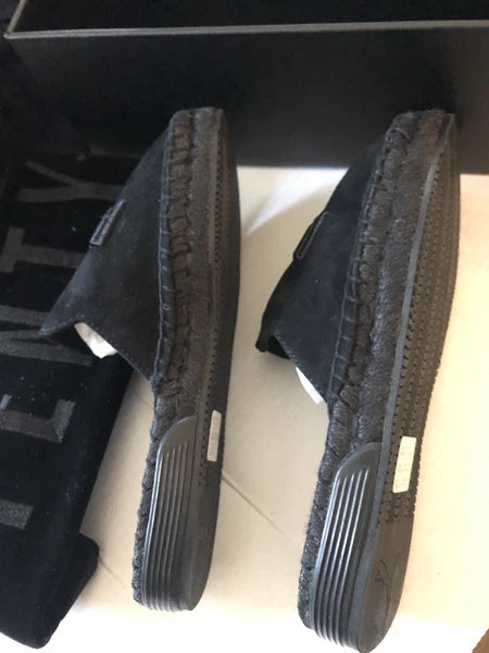 PUMA X FENTY ESPADRILLE JET BLACK RIHANNA FASHION Slides Slipper Sz 5.5 w/ Pouch