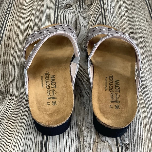 Naot Womens Size 36-5 US Susan Wedge Slide Sandals Metallic Rhinestones Leather