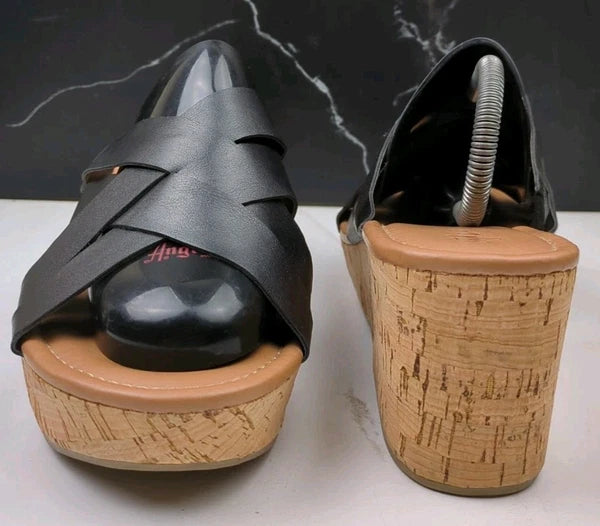 Style & Co Violettee Slide Wedge Sandals, Black, sz 10M