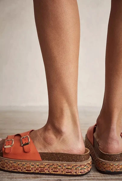 New FREE PEOPLE Caravelle Cork Footbed Platform Sandal 8.5 Boho Shoes Tiger Lily