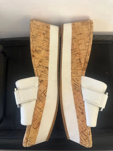 🔥Michael Kors MK Warren Platform Slides~Women’s Size 8.5~ White Slip~On Sandals