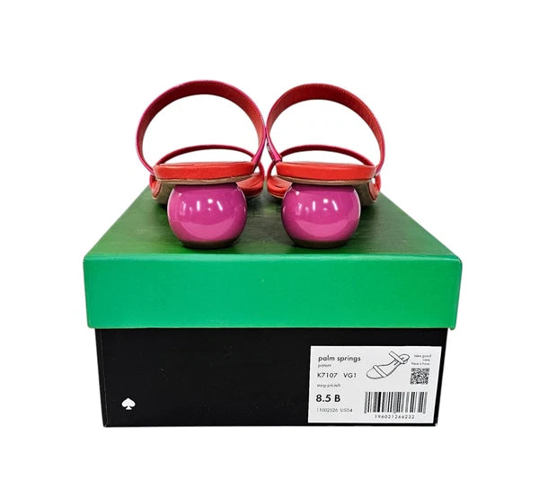 KATE SPADE NIB $228 Pink Coral Palm Springs Patent Leather Slide Sandals 8.5