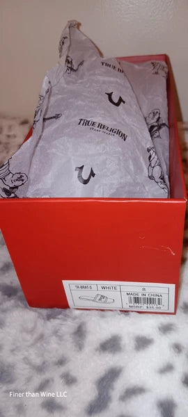 New True Religion Brat Style White Mesh Slip-On Slides Women Size 8