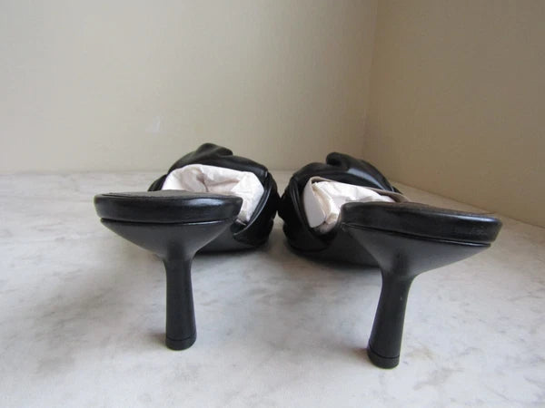 NIB Nine West Black 3" Kitten Heel Twist Knot Open Toe Women's Shoes Size 11 M