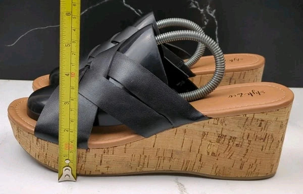 Style & Co Violettee Slide Wedge Sandals, Black, sz 10M