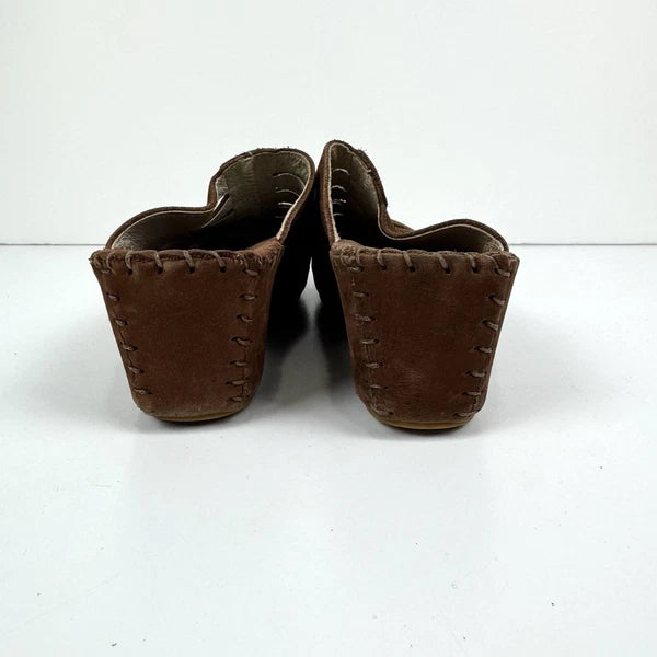 La Plume Italian Brown Leather Slide Sandals Shoes Women's Size 39 US 8.5-9 Boho