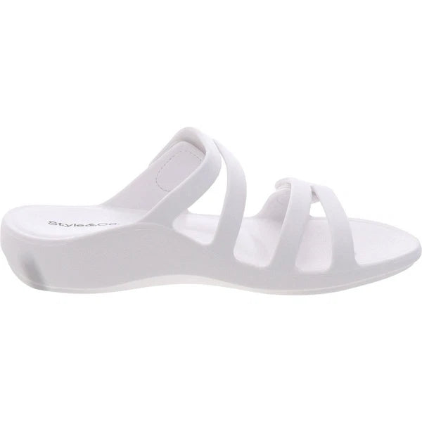 Style & Co. Womens Jessaa White Strappy Slide Sandals 10 Medium (B,M) BHFO 0257