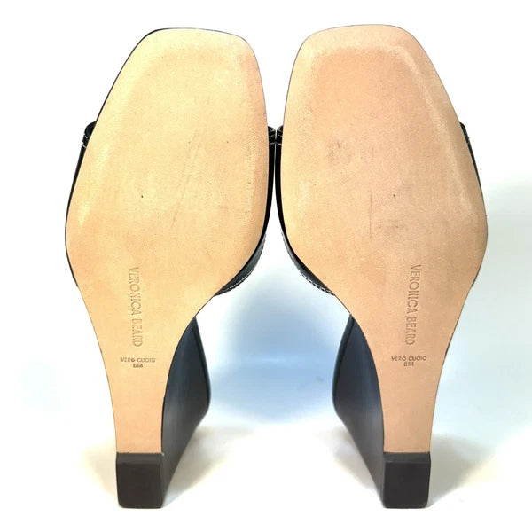 VERONICA BEARD Ellen Leather Wedge Slip On Sandals Black (MSRP $350)