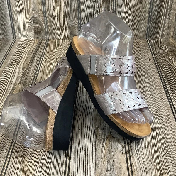 Naot Womens Size 36-5 US Susan Wedge Slide Sandals Metallic Rhinestones Leather