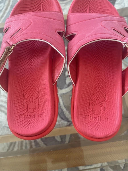 New KuaiLu Women’s Fashion Orthotic Slides Lightweight Athletic Red Size 7